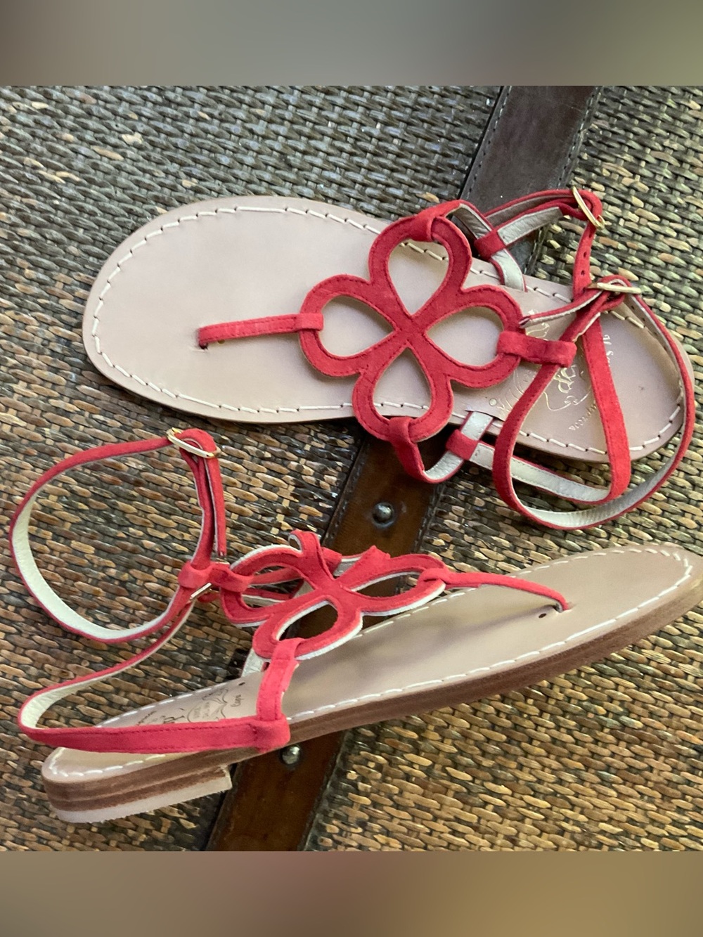 Women's Red Floral Cutout Gladiator Sandals